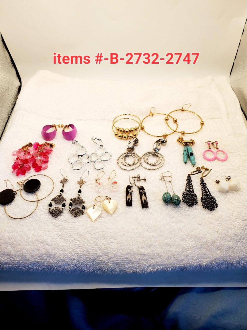 16 Pair of Earrings, items # B - 2732-2747,. wt. 87 grams.